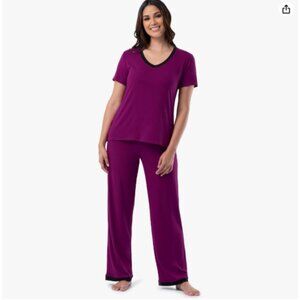 womens Short Sleeve Tee and Pant 2 Piece Sleep Set - 4X - Berry
